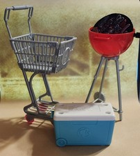 Mattel Barbie Accessories Rotating Barbecue Shopping Cart Cooler Chest