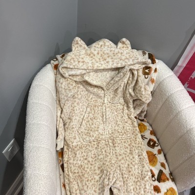 Girls Leopard Print Hooded Union Suit Pajamas