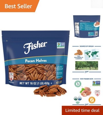 Pecan Halves 1 Lb Resealable Bag, Unsalted Raw Nuts for Cooking, Baking & Sna...