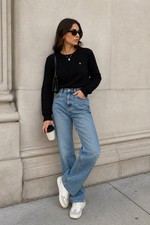 Lauren Ralph Lauren Black Long Sleeve Cable Knit Crew Neck Sweater Size M