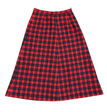Pendleton Vintage A-Line Wool Midi Skirt Red Green Tartan Plaid Size 6 60  s 70  s
