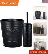Elegant Handcrafted Black Bathroom Trash Can  Toilet Brush Set - Farmhouse Chic