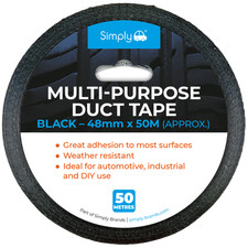 Simply Auto DTB5050 48mm x 50m Black Heavy Duty Duct Tape High Adhesion 0.22 per metre