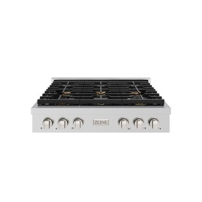 ZLINE 36'' Paramount Gas Rangetop Porcelain Cooktop Stainless Steel SRT-BR-36