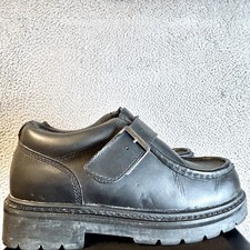 Vtg Y2k Lugz NY Boots Mens Size 5 Women s 6.5 Black Leather Strap Buckle Chunky