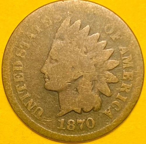1870 U.S. INDIAN HEAD CENT PENNY 1c COIN (VG-Very Good)