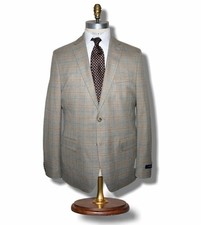 NWT Tommy Hilfiger Men's 44L CONRAD Blazer Beige Tan Windowpane Check