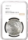 1924 PEACE DOLLAR NGC MS 61 GREAT FEATURES LOOKS BETTER