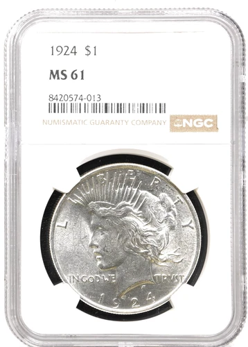 1924 PEACE DOLLAR NGC MS 61 GREAT FEATURES LOOKS BETTER