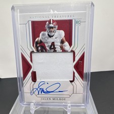 Panini National Treasures Collegiate Jalen Milroe Rookie Patch Auto Silver /39