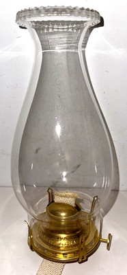 B&P No. 2 Brass Kerosene Oil Lamp Burner Queen Anne w/ Pearl Top Glass Chimney