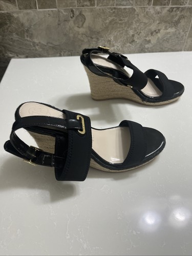 Dana Buchman Black Espadrille Wedge. Size 6 1/2 - Picture 3 of 4
