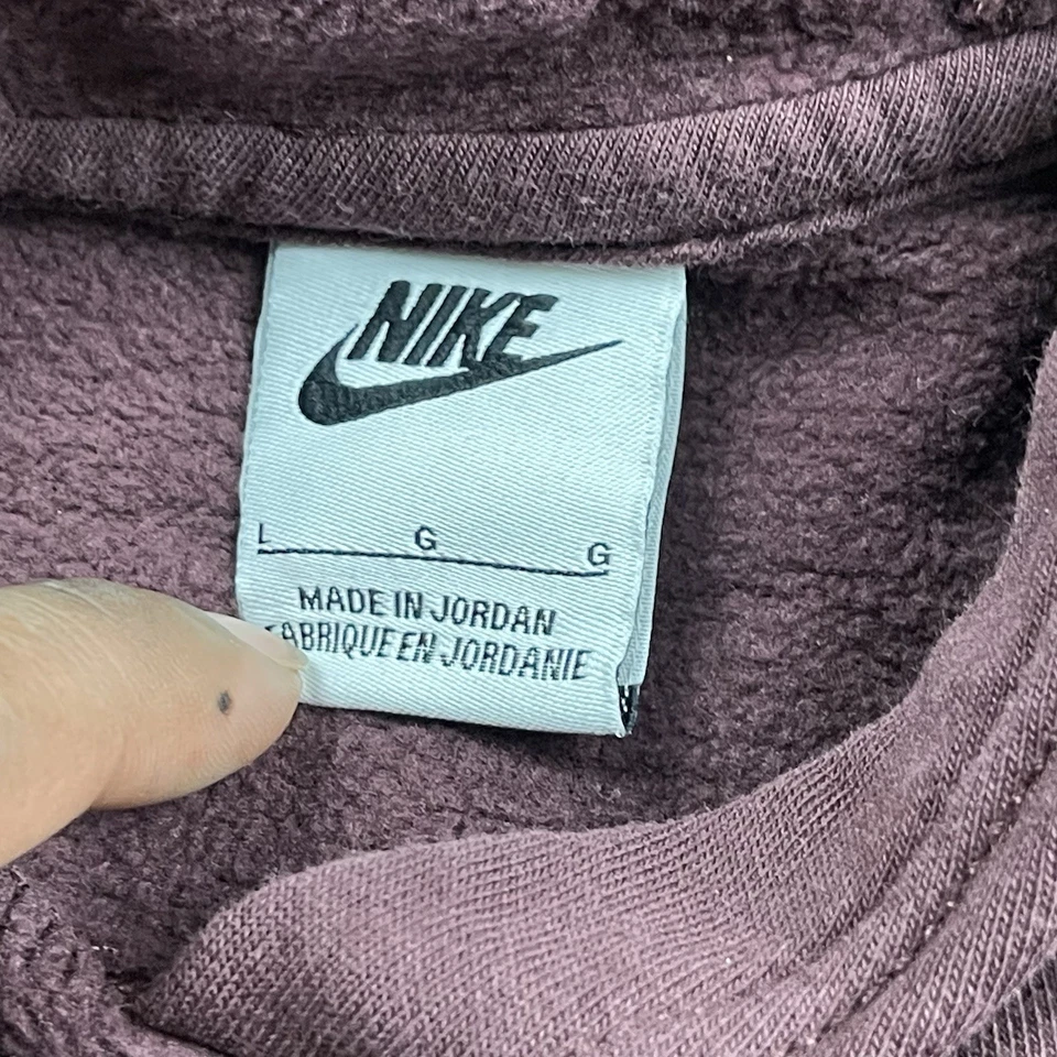 Nike Kids L Burgundy Pullover Hoodie Swoosh Logo Fleece Lined Kangaroo Pocket - Image 4 of 4