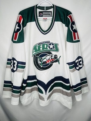 Houston Aeros Reebok 6100 Team Issued & Signed Retro Jersey #33