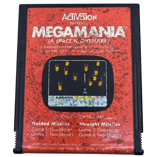 Megamania Atari 2600 Game Cartridge Tested Vintage 1982 Activision USA
