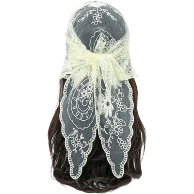 Lace Embroidered Triangle Scarf Shawl Headscarf Unisex Multifunctional Wrap