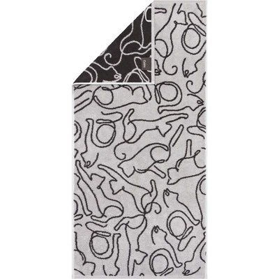 Cawö Gästetuch Handtuch oder Duschtuch  Cute Cats Edition 6264-70 grau schwarz - Bild 1 von 2