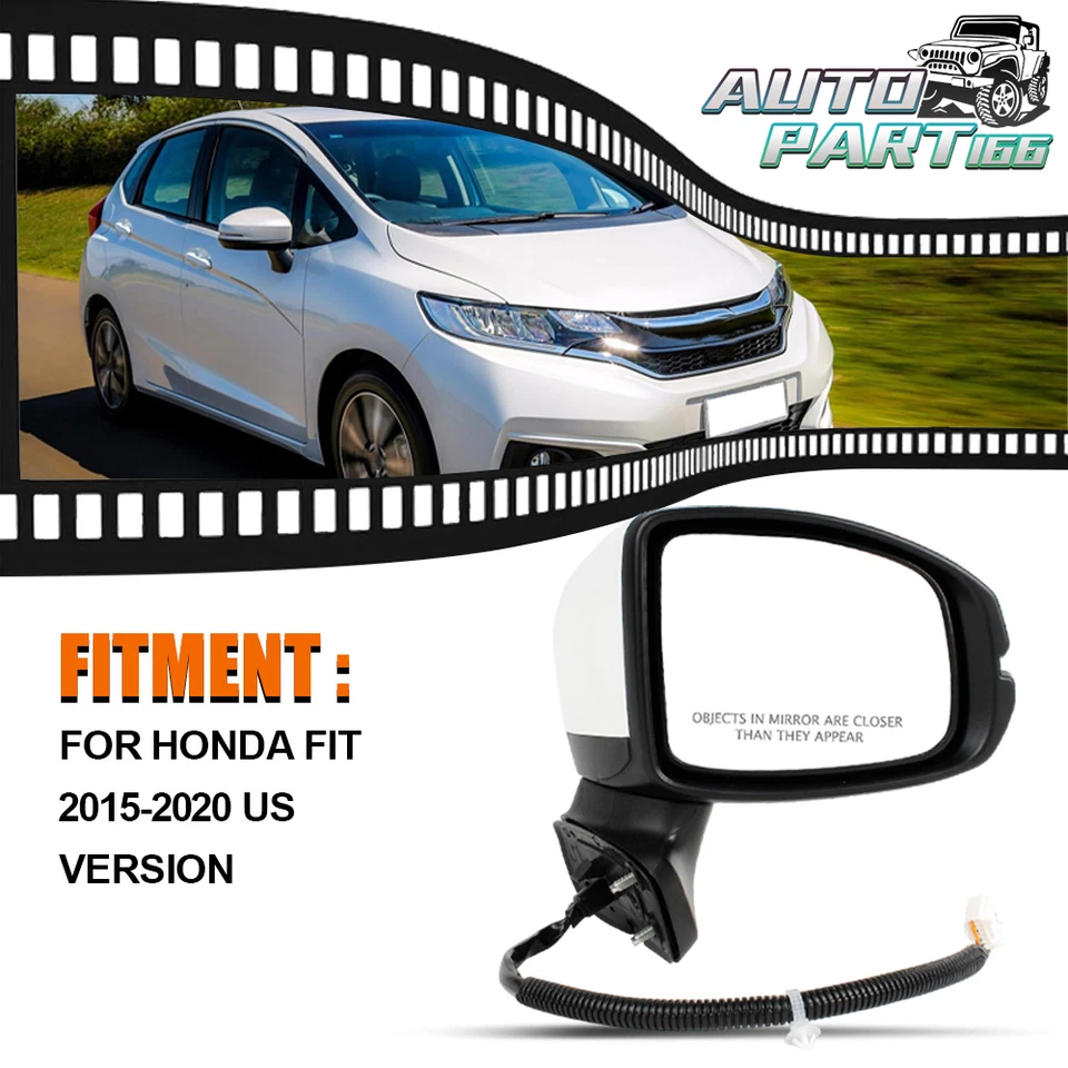Conjunto de espejo retrovisor derecho pintado blanco para Honda Fit 2015-2020 Foto 2 de 4