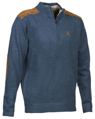 Verney Carron Fox 1/2 Zip Jumper Denim Blue Men's Sweater