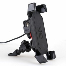 US Motorcycle Bike ATV Cell Phone GPS Handlebar Mirror Mount Holder USB Charger