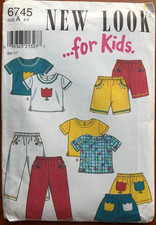 New Look 6745 UNCUT Child Size 2, 3, 4, 5, 6, 7 Top Skirt Pants Shorts Pattern