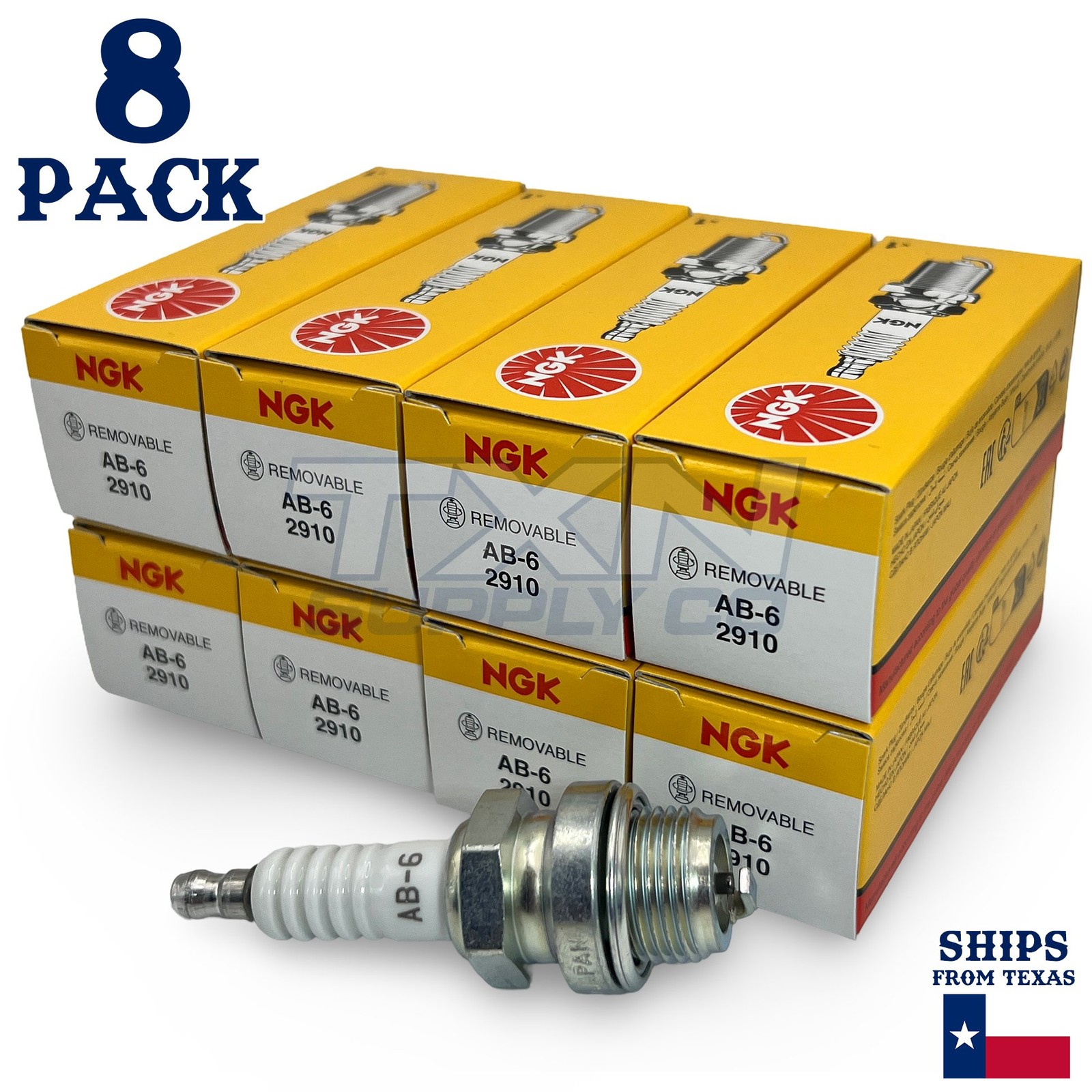 NGK Standard Spark Plugs - Stock #2910 - AB-6 AB6 - Screw Tip - 8 Pack