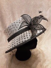 New W/Tags BHS Special Occasion Hat Formal Wedding Races Ascot Spotty Grey Black