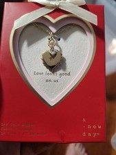 A New Day 14k Gold Dipped Heart Pendant Necklace Cubic Zirconia 16-19 Inch Gold