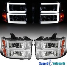 Fits 2007-2013 Gmc Sierra 1500 07-13 2500 3500hd Led Strip Projector Headlights
