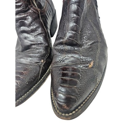 Vintage 10 Cowboy Boot Brown Leather Stitched Croc Western  display picture 2