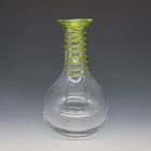 Vtg Blenko Glass Vase 9432s Clear Crystal With Kiwi Green Spiral Wrap 9.5" 1998