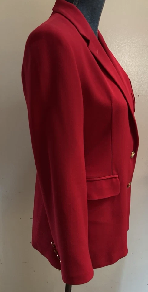 CHAQUETA BLAZER RALPH LAUREN MUJER LANA ROJA DOBLE BOTONADURA CRESTA 4P Foto 4 de 4