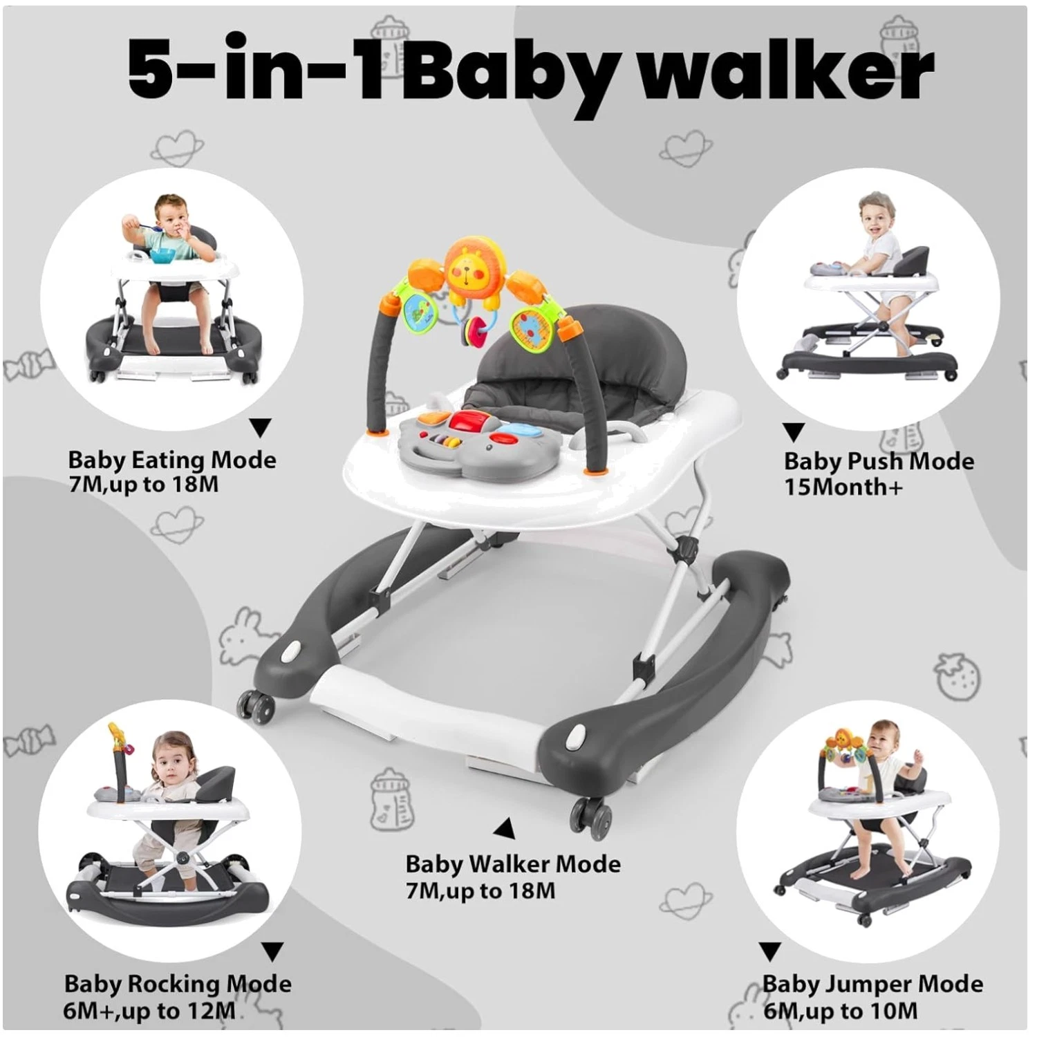 Portable Baby Walker with Removable Footrest
Opens in a new window or tab