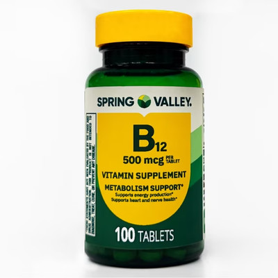 Spring Valley Vitamin B12 Tablets, 500 mcg, 100 Count, Free Shipping, New