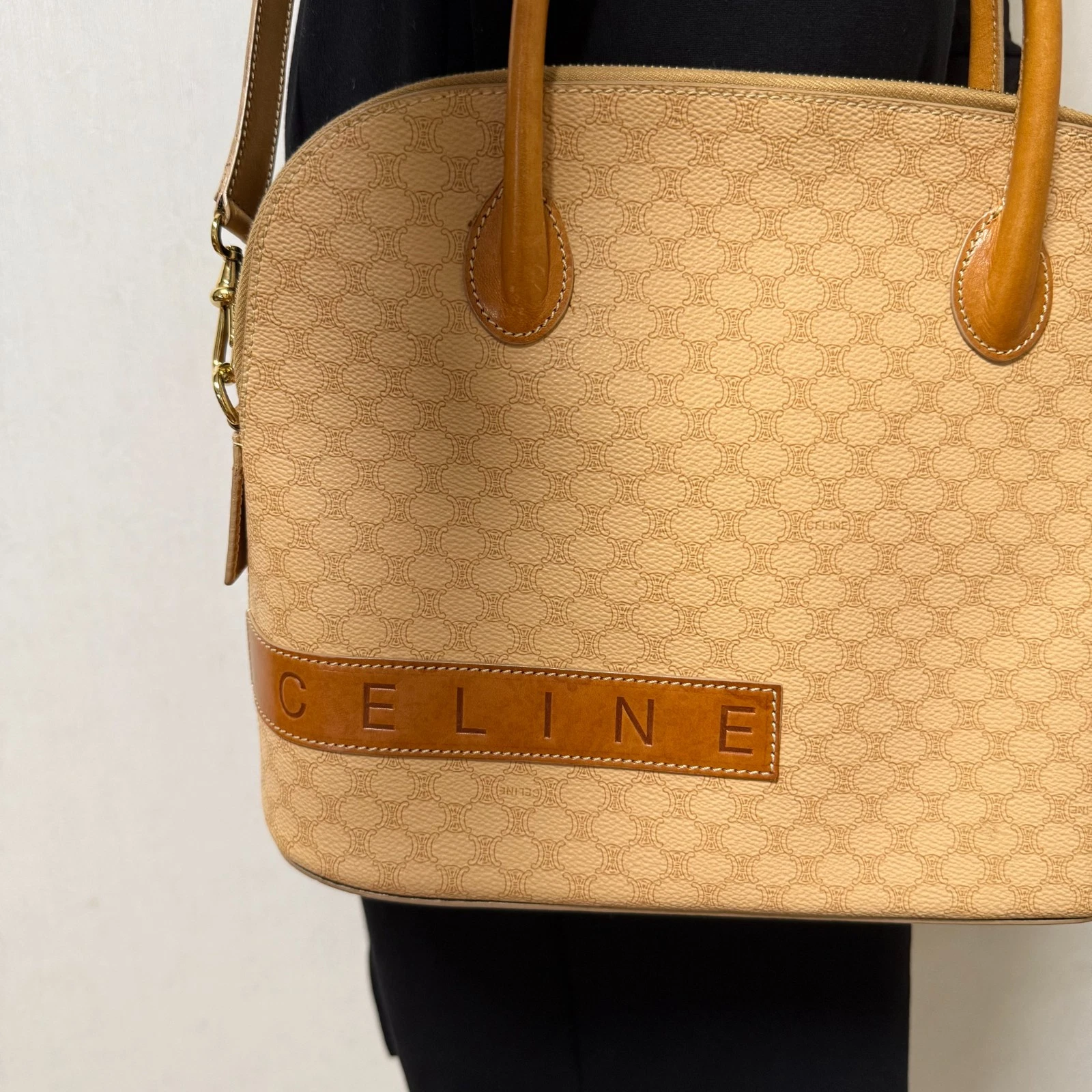 Borsa a mano rotonda modello macadam CELINE borsa a tracolla borsa a 2 vie beige