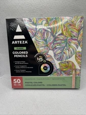 Pastel Colored Pencils, 50 Coloring Pencils, Triangular Grip, Pre-Sharpened P...