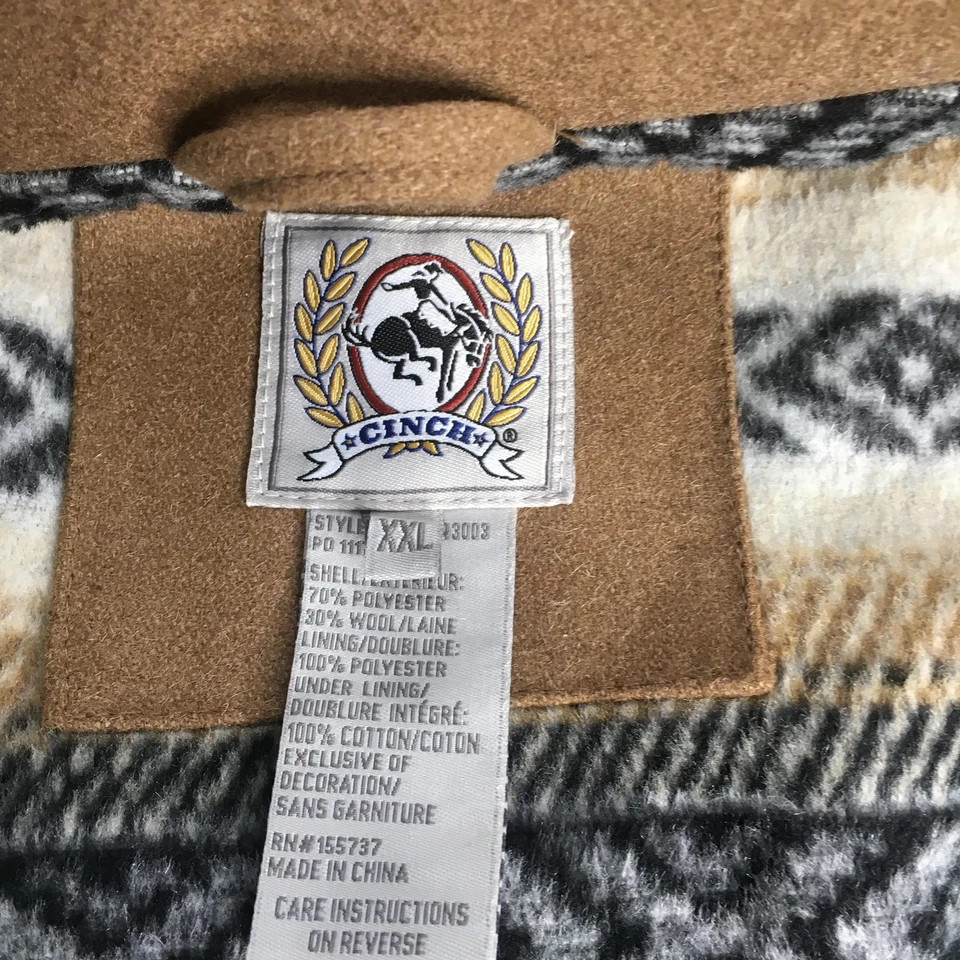 Chaleco Cinch Para Hombres XXL Marrón Negro Mezcla de Lana Occidental Oculto Llevar Forrado Azteca Foto 4 de 4