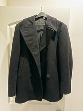 Vintage US Navy Pea Coat Mens 36 Blue Wool Double Breasted Anchor Buttons Jacket