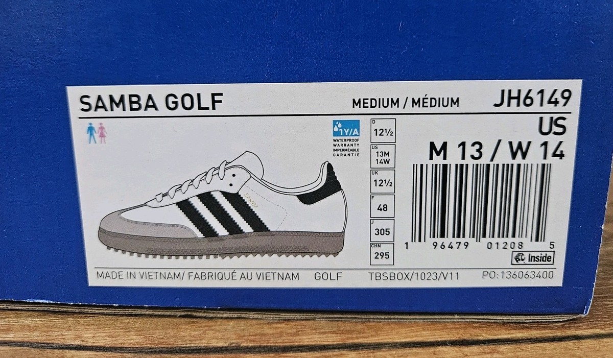 adidas Samba Spikeless Golf Night White Black Bird Golf Shoes