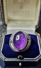 Sterling Silver Antique Vintage Amethyst Ring Hallmarked And Signed J.A.S,Boxed