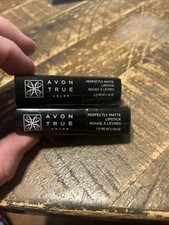 2 New Avon True Color Perfectly Matte Red Supreme Lipstick NOS Sealed Retired