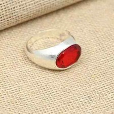 Garnet Gemstone Ring 925 Sterling Silver Simple Jewelry Men's Ring All Size D11