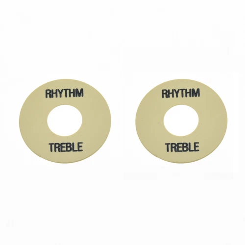 2x Cream w/ Black LP Toggle Switch Washer Rhythm Treble Ring Plate Fits Les Paul