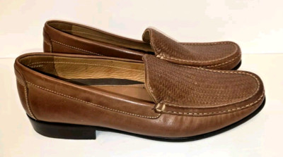 •johnston & murphy hand crafted basket weave brown leather Moc loafers shoes 9.5 Buy Johnston & Murphy Men Basket Weave Suede Leather Loafers  main image 3