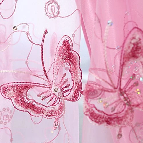 Butterfly Embroidered Sheer Tulle Curtains Rod Pocket 39 Inch 55'' Voile 1 Piece - Picture 23 of 30