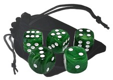  5 16mm Deluxe Acrylic Swirl Dice Ice Green Rounded Corners High Quality Pouch