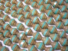 13 11x8mm Czech Glass Faceted Mint Green Picasso Turbine Faceted Bicone Beads