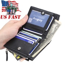 Men Leather Slim Bifold Wallet Coin Purse ID Credit Card Holder Short Money Bag