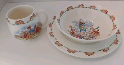 Vintage Bunnykins Bone China Set Of 3- 8