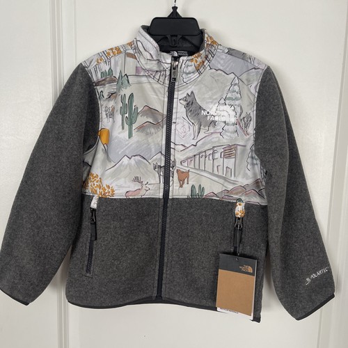 NWT The North Face Kids Girls Fleece Denali Jacket Size 6 Fleece Print Gray - Picture 4 of 8